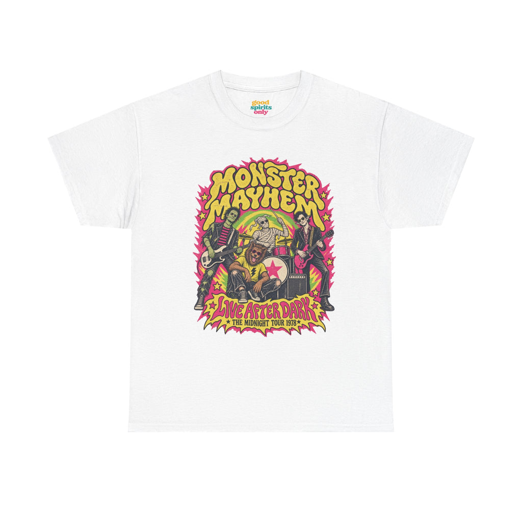 Monster Mayhem Rock Band Tee | Live After Dark graphic shirt