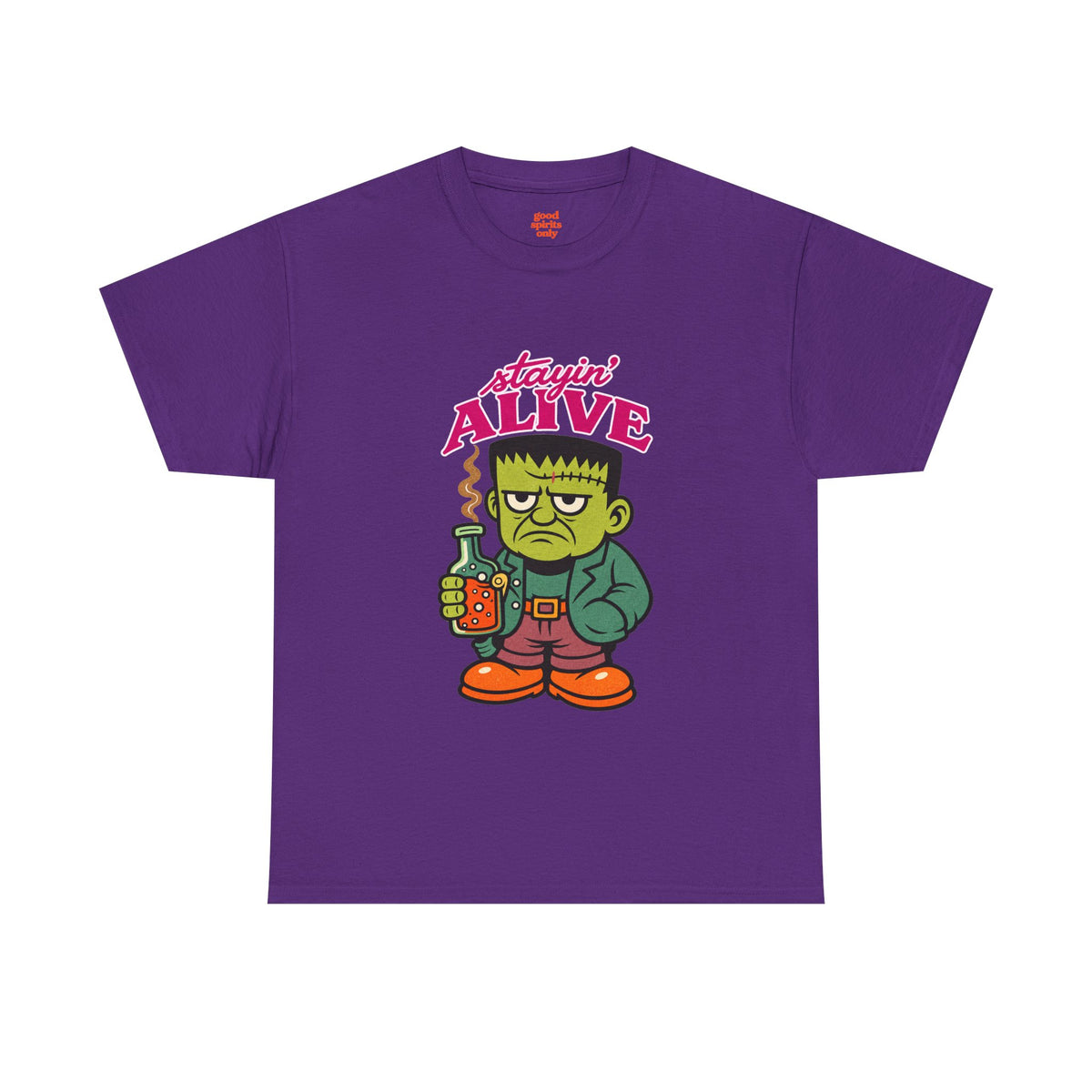 Stayin' Alive Frankenstein Tee | Cute Cartoon Monster, Retro Typography