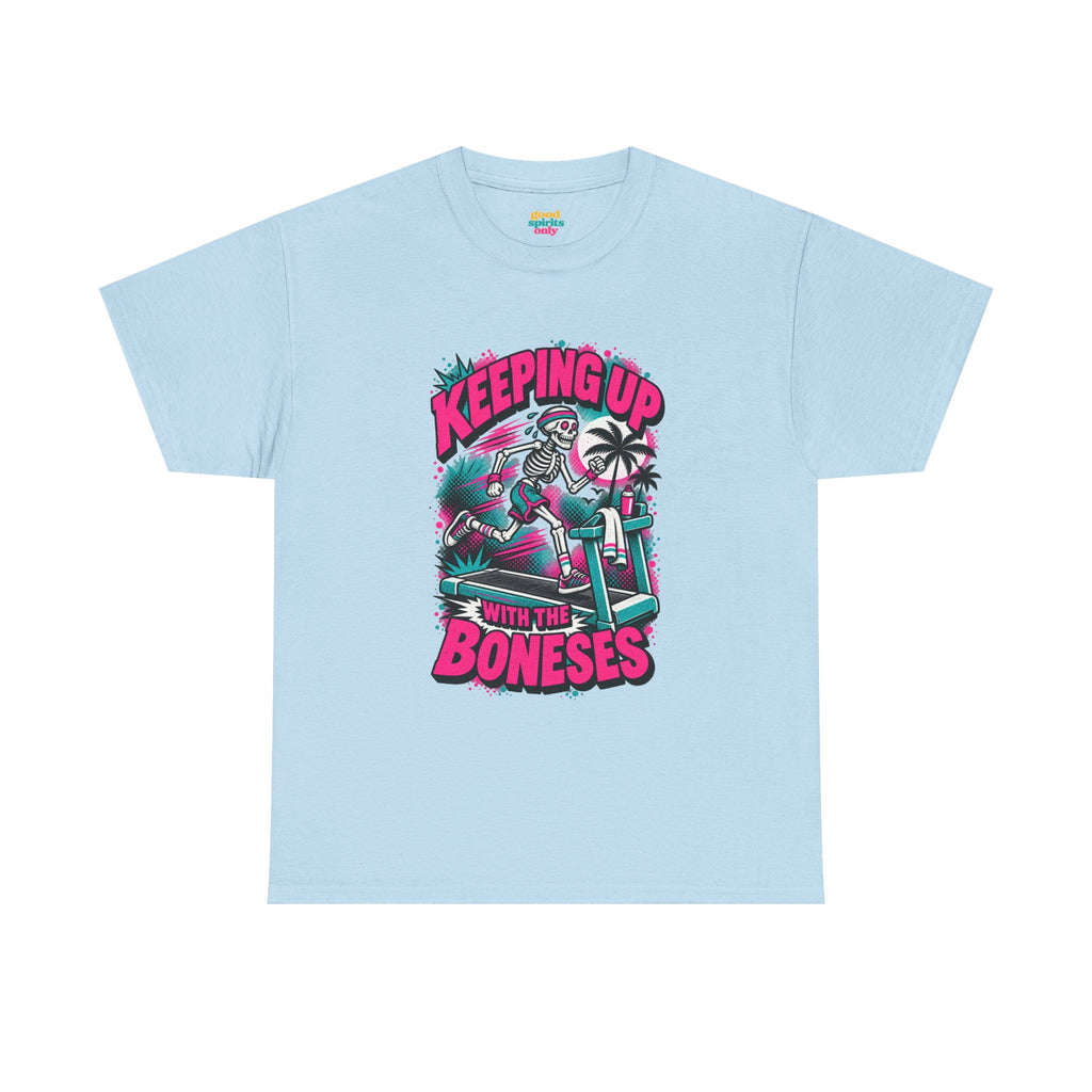 Keeping Up With The Boneses Treadmill Skeleton Tee | Retro Beach Skull Shirt