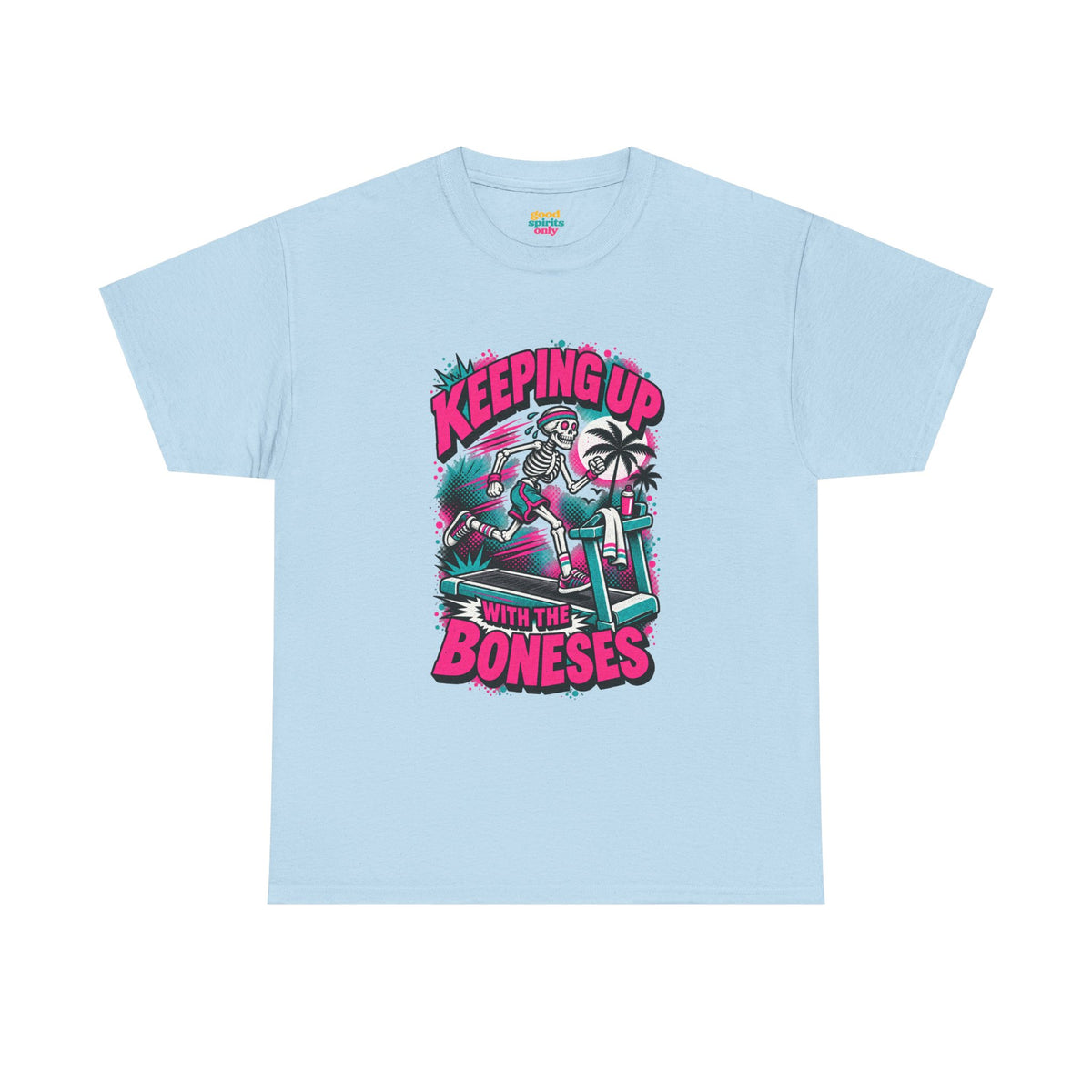 Keeping Up With The Boneses Treadmill Skeleton Tee | Retro Beach Skull Shirt
