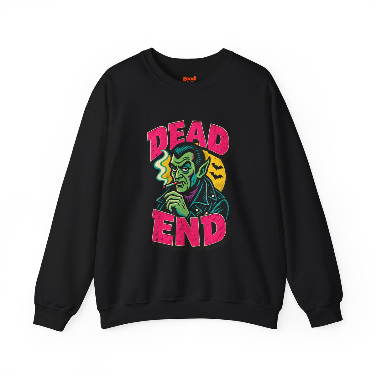 Dead End Vampire Crewneck Sweatshirt — Retro Horror Graphic Pullover