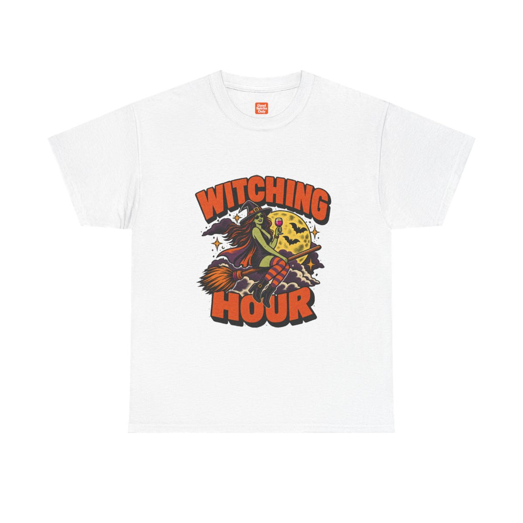 Witching Hour witch on broom T-Shirt | Halloween moon magic