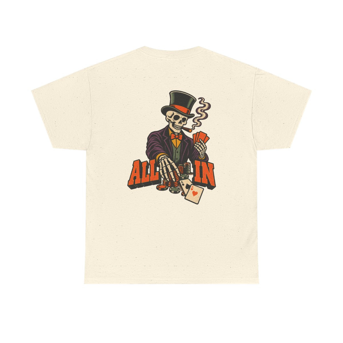 Skeleton Gambler All In T-Shirt | Poker Skull Top Hat Tee