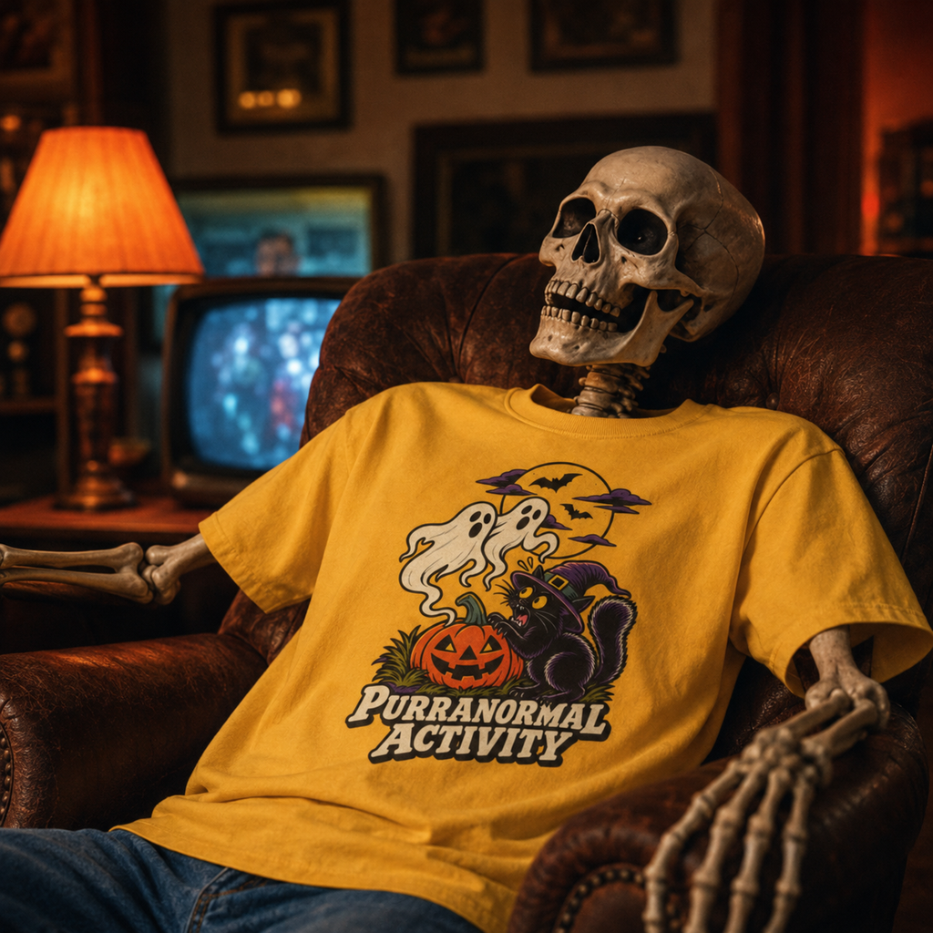 Purranormal Activity cat ghost Halloween T-Shirt | Pumpkin spooky tee