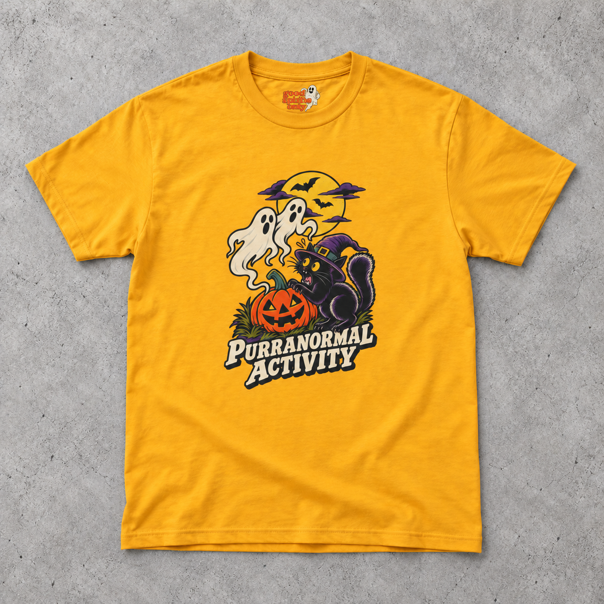 Purranormal Activity cat ghost Halloween T-Shirt | Pumpkin spooky tee