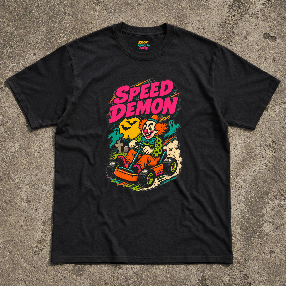 Speed Demon clown kart T-Shirt | Retro horror racing graphic tee
